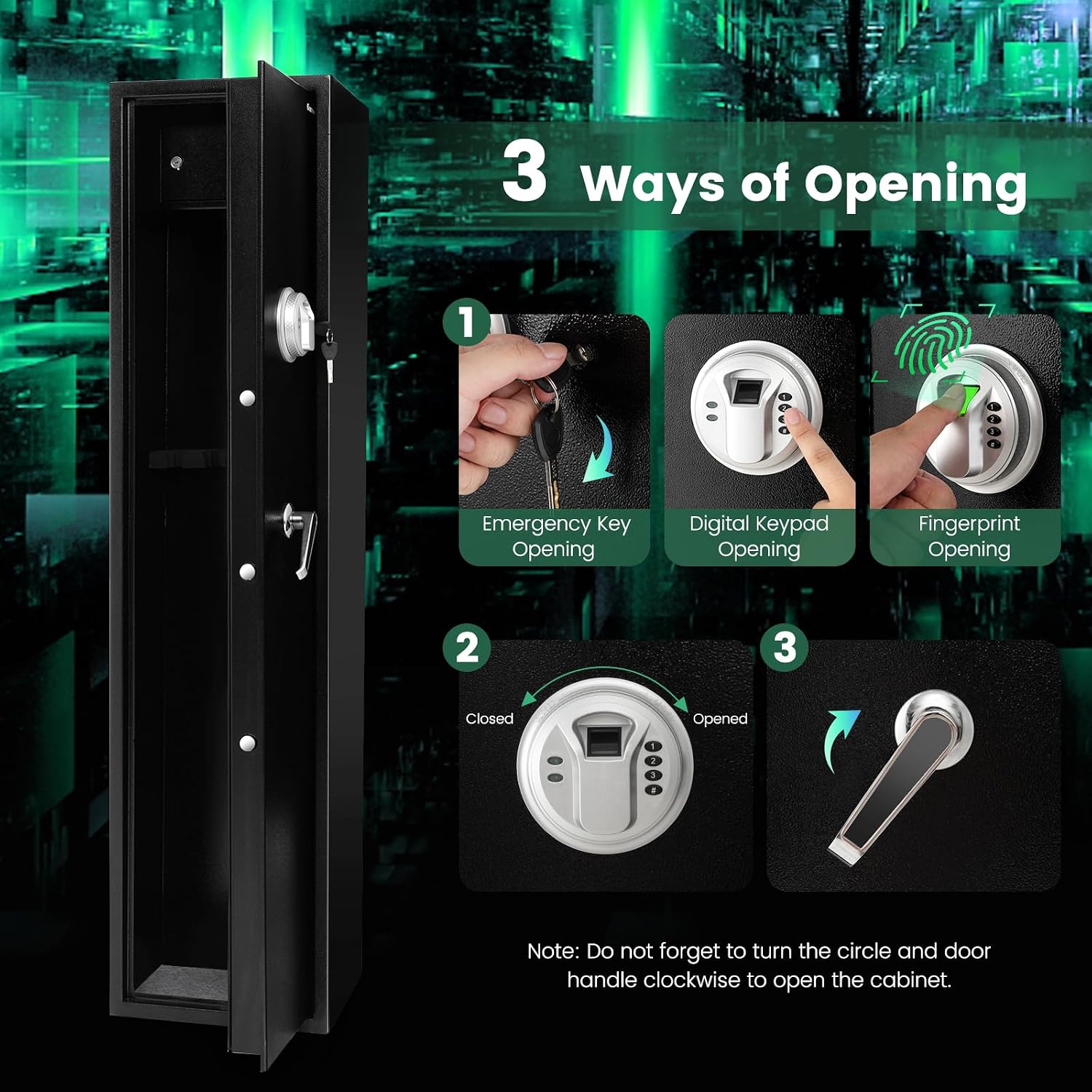 Goplus Rifle Gun Safe, Long Gun Safe w/Separate Pistol Lock Box, 5-Gun Safe Box w/Digital Keypad & Emergency Keys, Electronic Gun Security Cabinet for Home