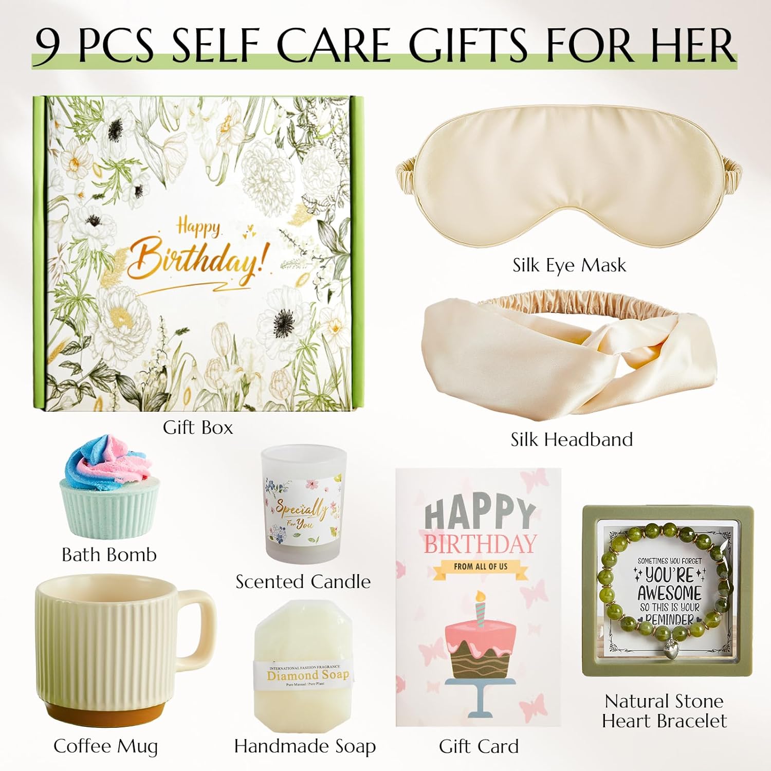 Mug Gift Birthday Gifts Set for Women, Spa Baskets Gift Box Unique Happy Birthday Gifts Ideas for Women Mom Her Friend Sister Wife Daughter Girlfriend Coworker, Ceramic Mug 12 OZ (Off-white) - Image 7