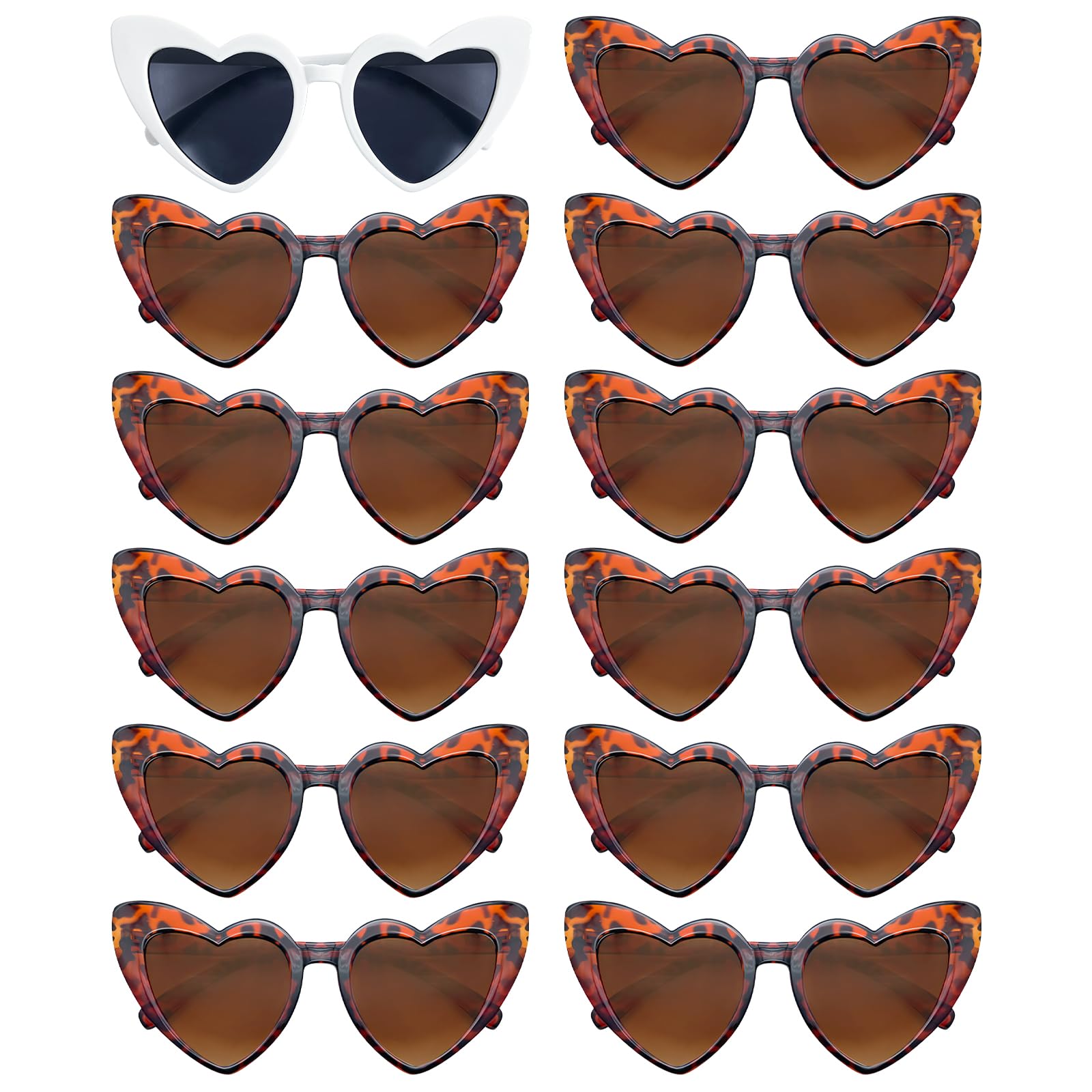 Matcheck 12 Pcs Heart Sunglasses Bachelorette Party, Bridal Shower Favors Bride Tribe Love Glasses Wedding Supplies