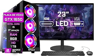 PC Gamer Completo Blue PC Intel Core i5 3ª Geração 8GB GTX 1650 4GB HD 1TB Fonte 500W Monitor 23"