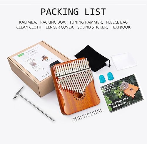 Miniatura 6 de AARVI Kalimba - Piano de pulgar de 17 teclas, piano portátil de dedo Mbira, regalos para niños y adultos principiantes (amarillo)