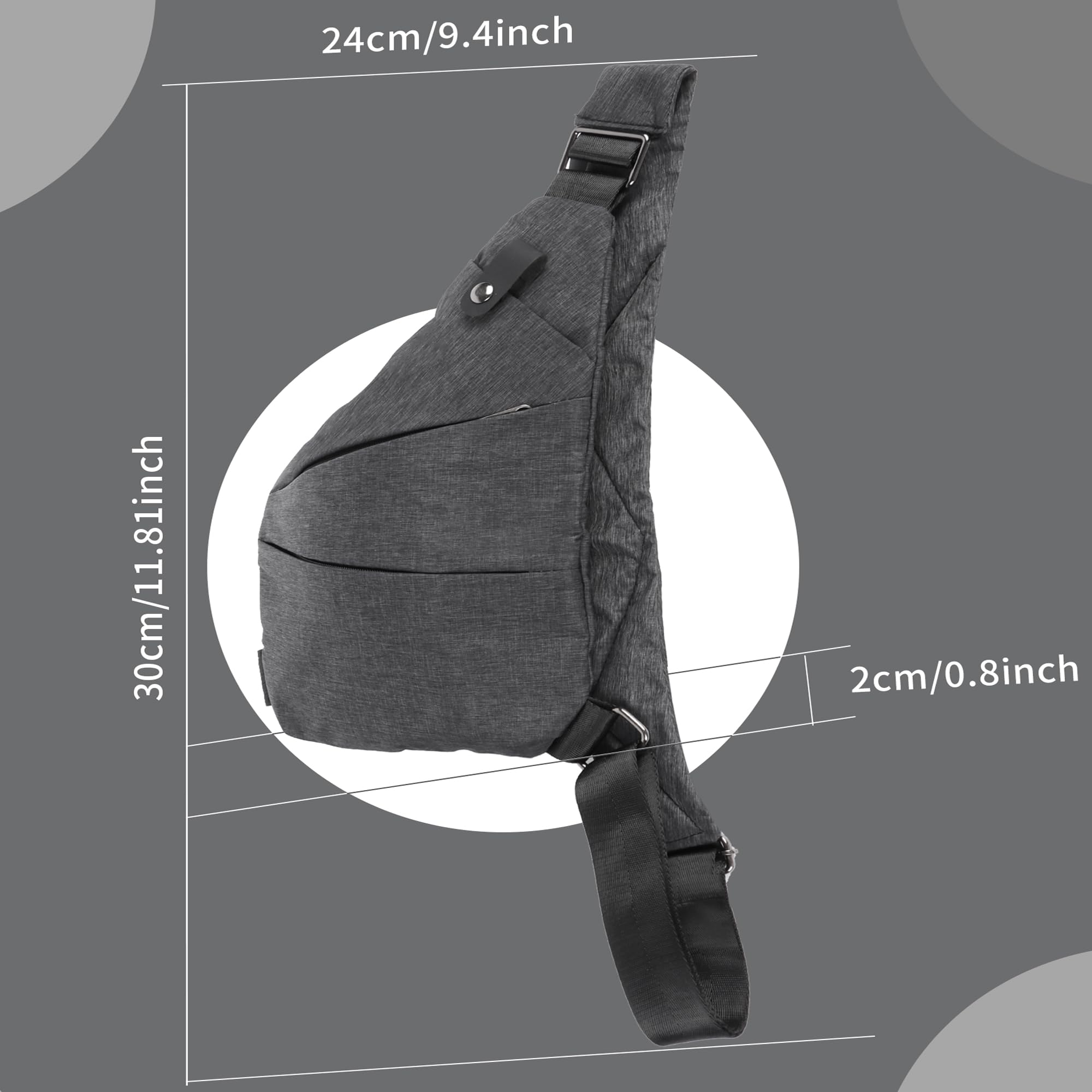 Creaher Sling Chest Bag for Men Sling Backpack Anti Theft Waterproof Bags Crossbody Shoulder Bag Daypack for Outdoor Sport Travel Hiking (Black) - Image 2