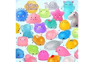 LUDILO Animal Squishies Pack: 28PCS Glitter Kawaii Mini Squishies