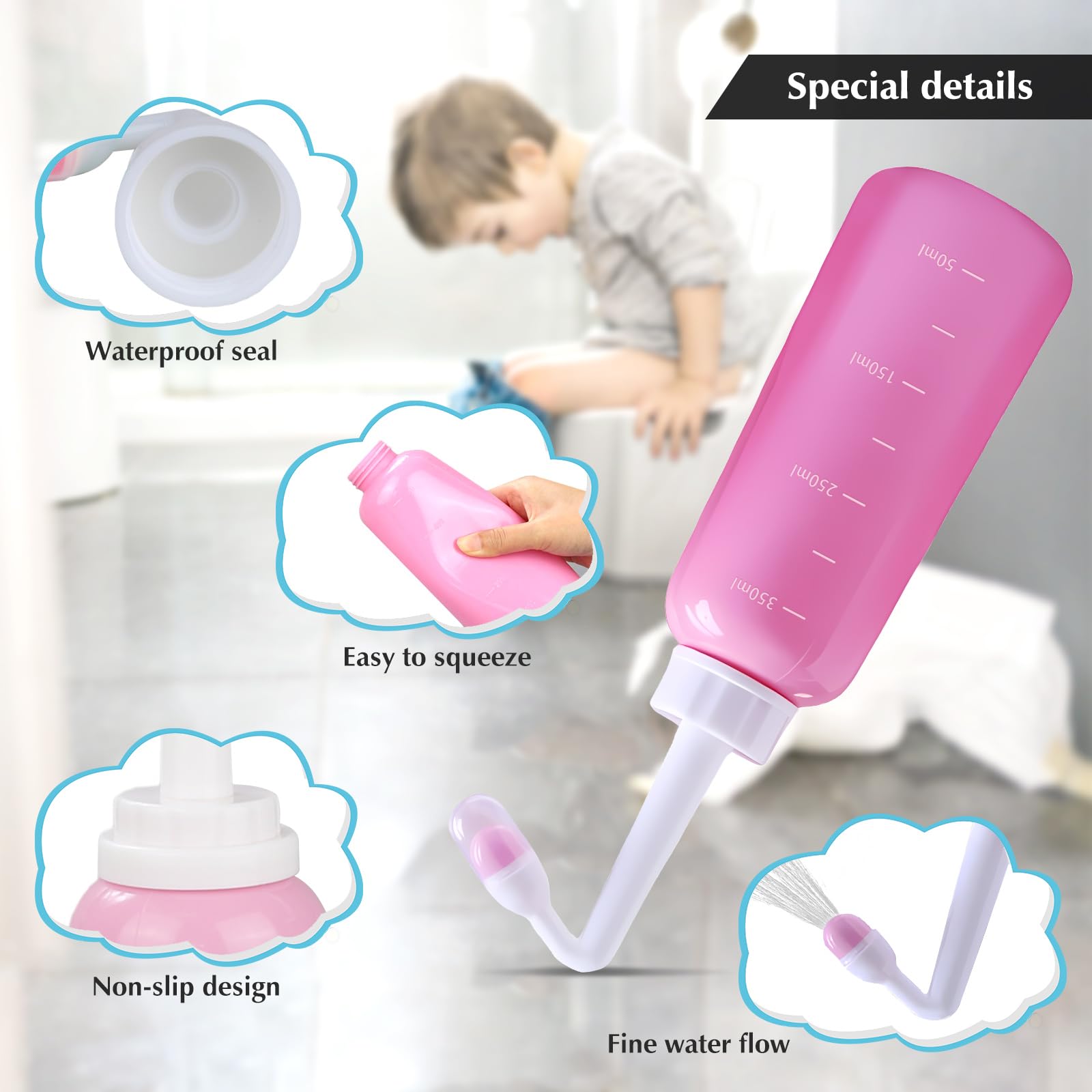 Peri Bottle for Postpartum Care, Travel Large Capacity 12oz/350ml, Portable Handheld Bidet for Perineal Recovery and Cleansing, New Mom After Birth Recovery Essentials
