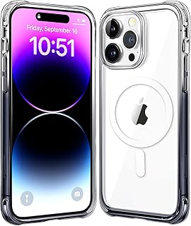 Mkeke Magnetic Designed for iPhone 14 Pro Case with Magsafe [Military Grade Drop Protection] [Not Yellowing] Shockproof Phone Case for Apple iPhone 14 Pro 2022 Black Clear