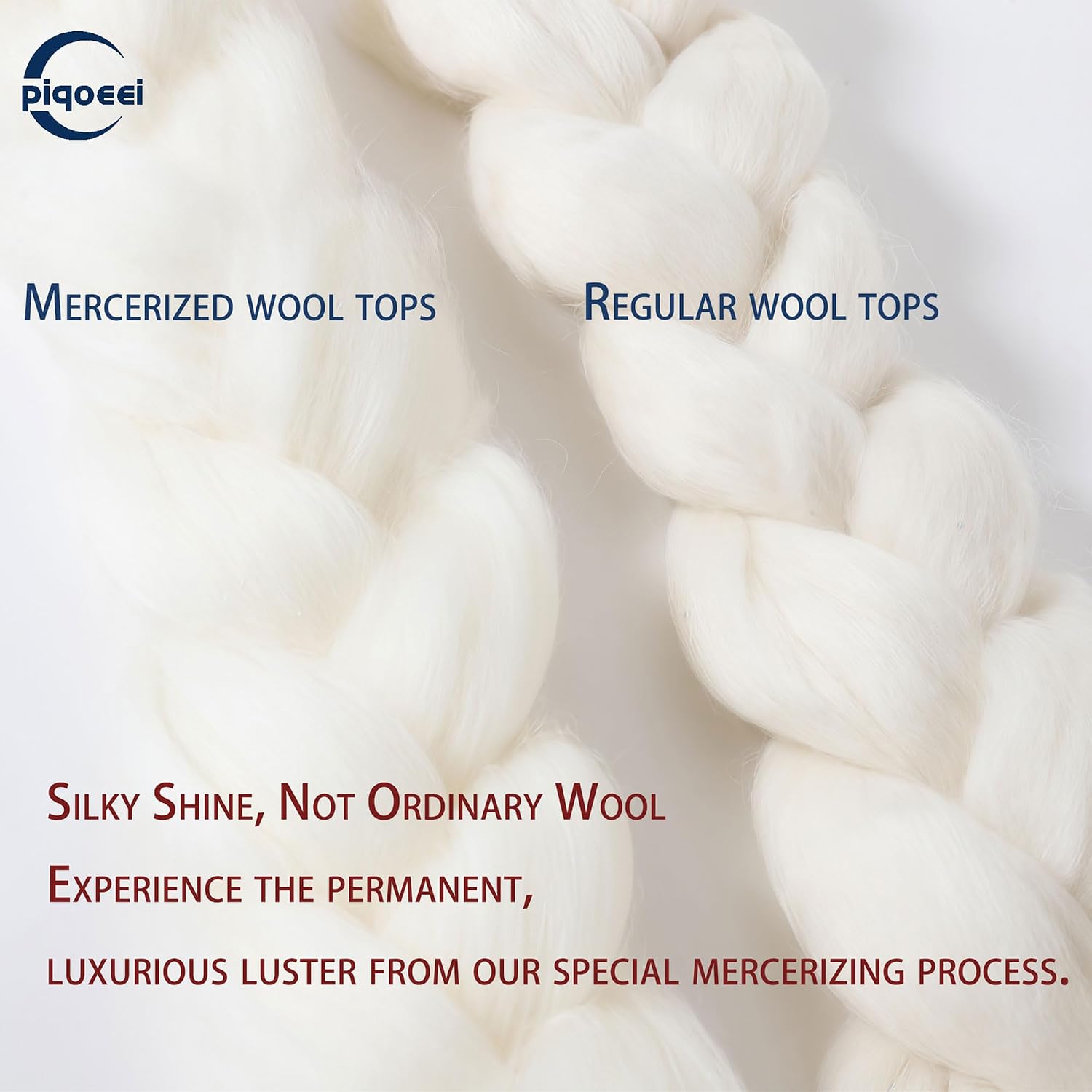 ercerized Wool Top for Spinning - Machine Washable & No Shrink Merino Roving, Silky Lustrous, for Felting, Dyeing (5.3OZ)