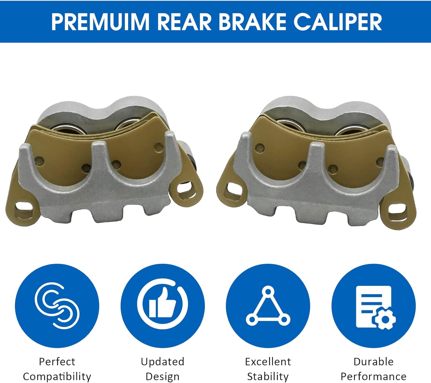 M MATI Rear Left Right Brake Caliper Pads for Polaris RZR 1000 XP, RZR Turbo, RZR RS1, RZR 900 4-Seater 1912141 1912142 1912478 1912479