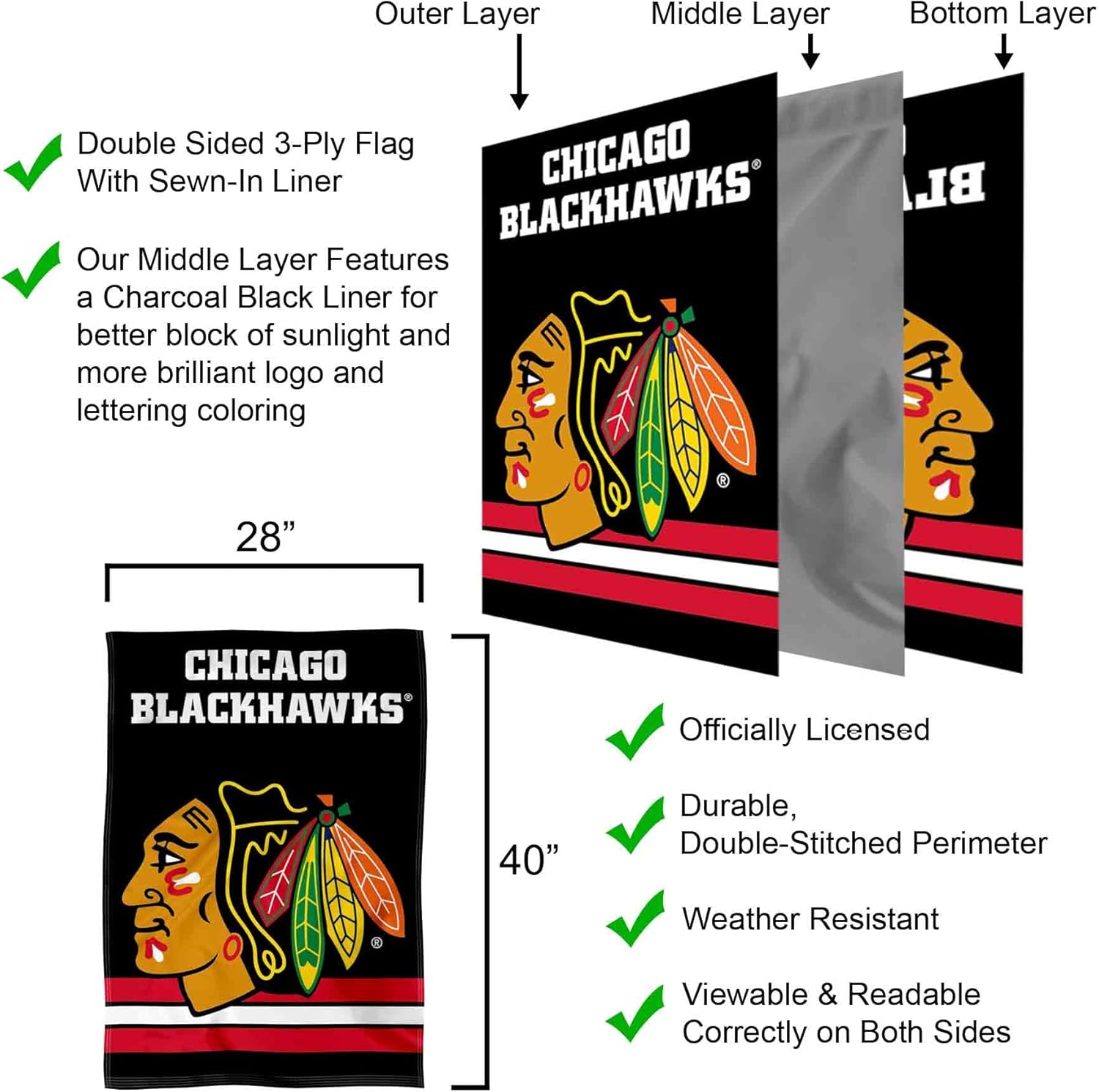 Chicago Blackhawks Two Sided House Flag - Image 3