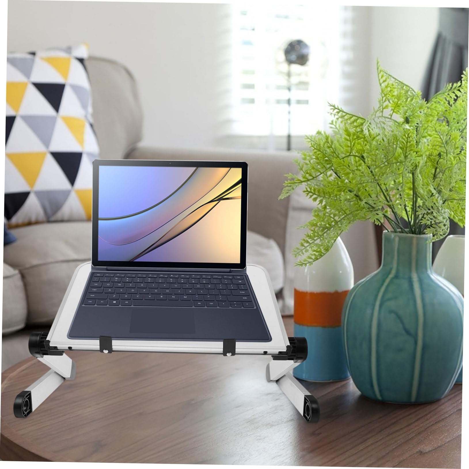 Housoutil Soporte Portátil Ajustable de Aleación y Abs para Ordenador, Elevador Plegable Regulable Adecuado para Escritorio y Oficina Moderna