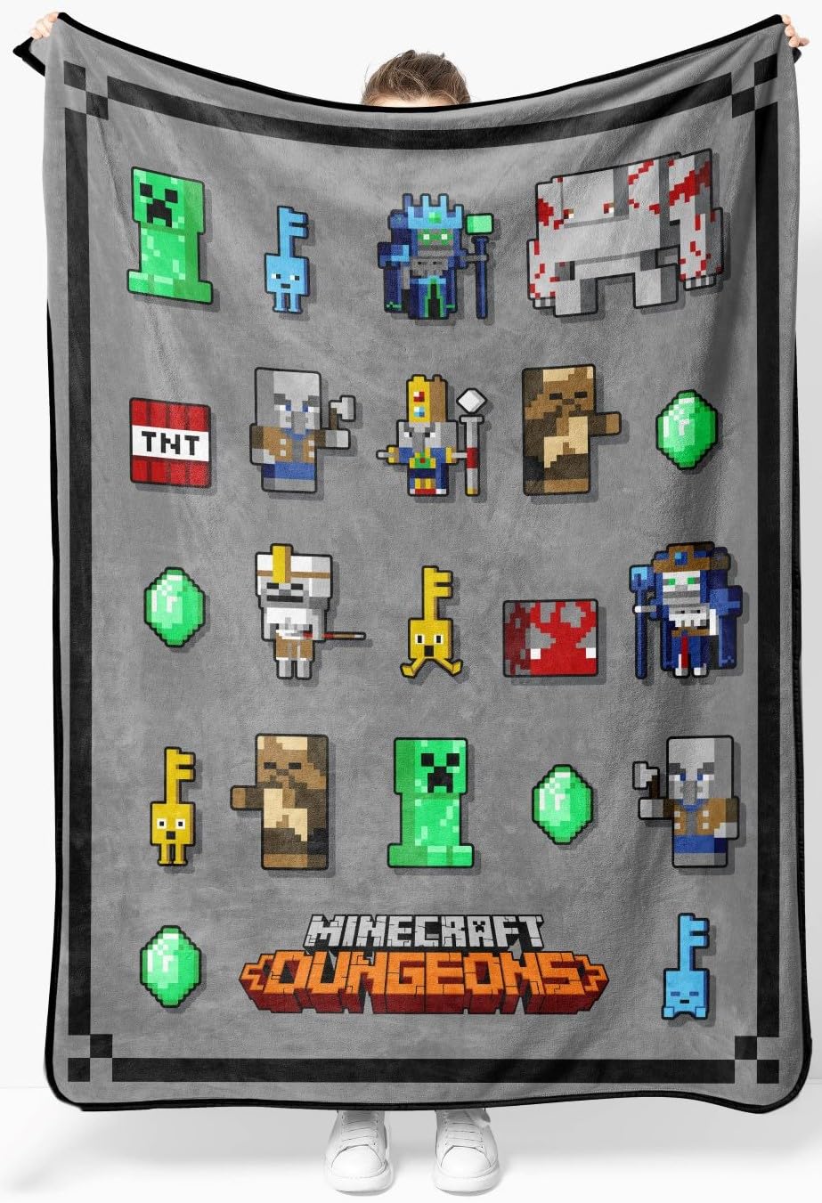 Jay Franco Minecraft Dungeon Mobs Throw - Measures 46 x 60 inches, Kids Bedding - Fade Resistant Super Soft Fleece (Official Minecraft Product)