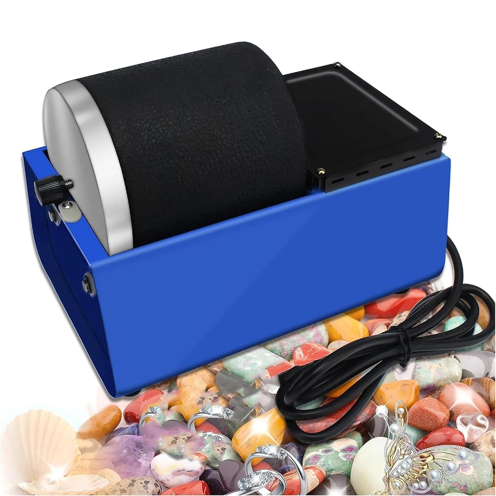 Profesjonalny zestaw bębnów do skał, polerowanie kamieni szlachetnych obrotowy kubek rockowy z szczelnym gumowym wiaderkiem, inteligentne narzędzie bębenkowe, rozmiar bębna: 12,5 x 11,5 cm /