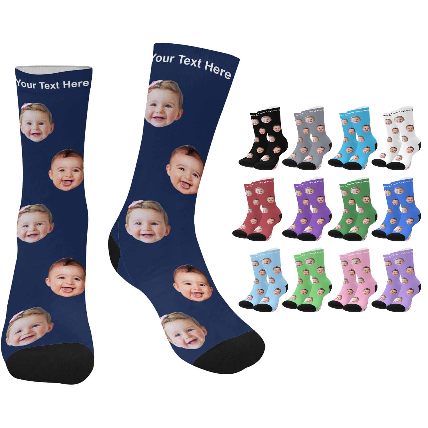InterestPrint Custom Face Socks