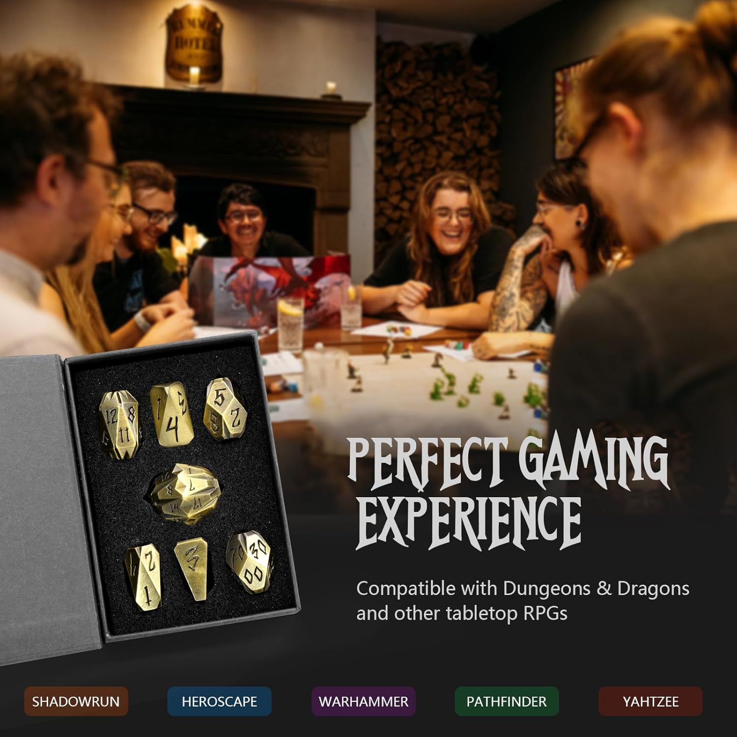 Bronze Stonehenge DND Dice Set & Bat Dice Set — for D and D TTRPGS Dice Set