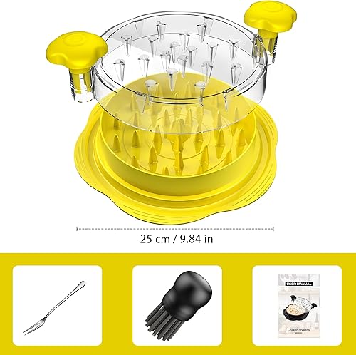 Miniatura 22 de Trituradora de pollo, trituradora de pechuga de pollo grande, herramienta giratoria con cepillo y tenedor; máquina trituradora de carne visible