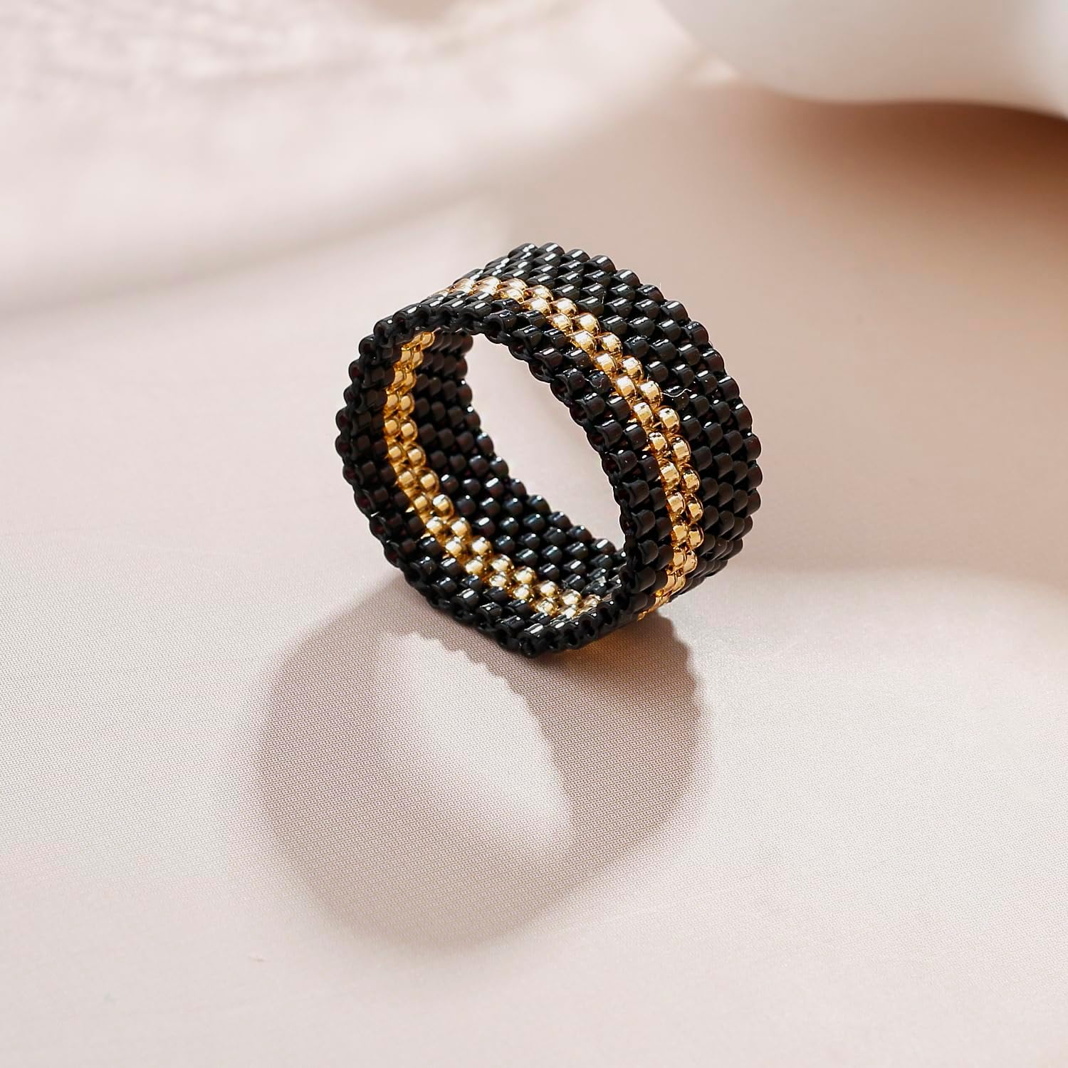 KELITCH Miyuki Women Stackable Beaded Finger Rings Luxury Circle Round Rings Handmade Jewelry