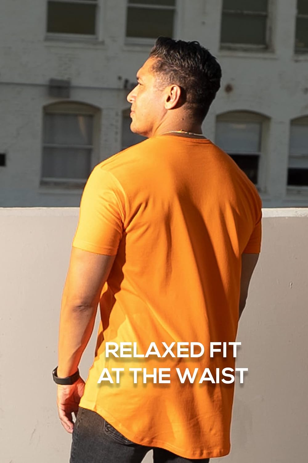 ShirtBANC Hipster Hip Hop Elong Drop Cut Mens Shirt Dance Dropcut Tshirt Small Orange