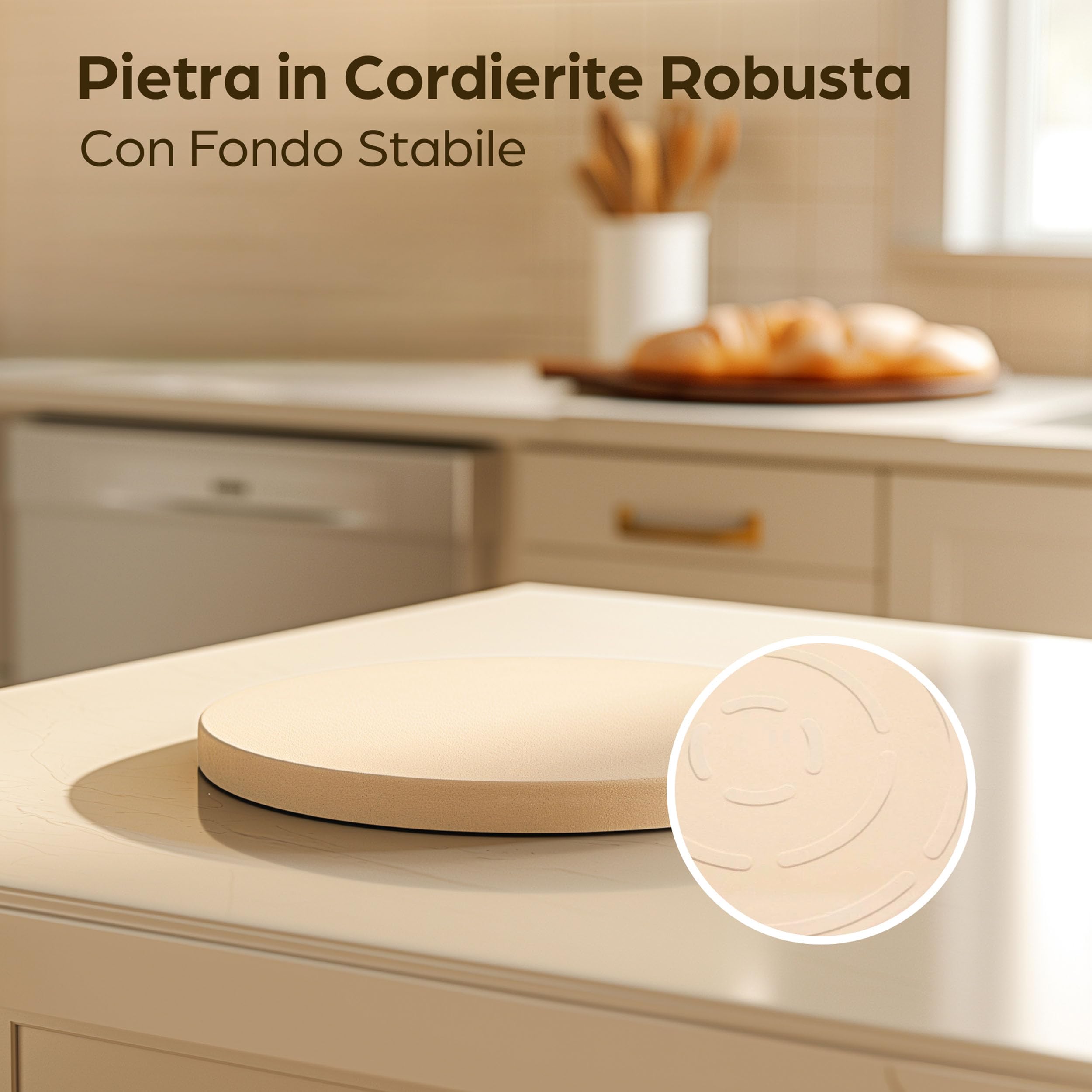 Praknu Pietra Refrattaria per Pizza da Forno Elettrico, Grill e Barbecue - Ø 30 cm con Pala per Pizza in Legno - Per Pizze Croccanti