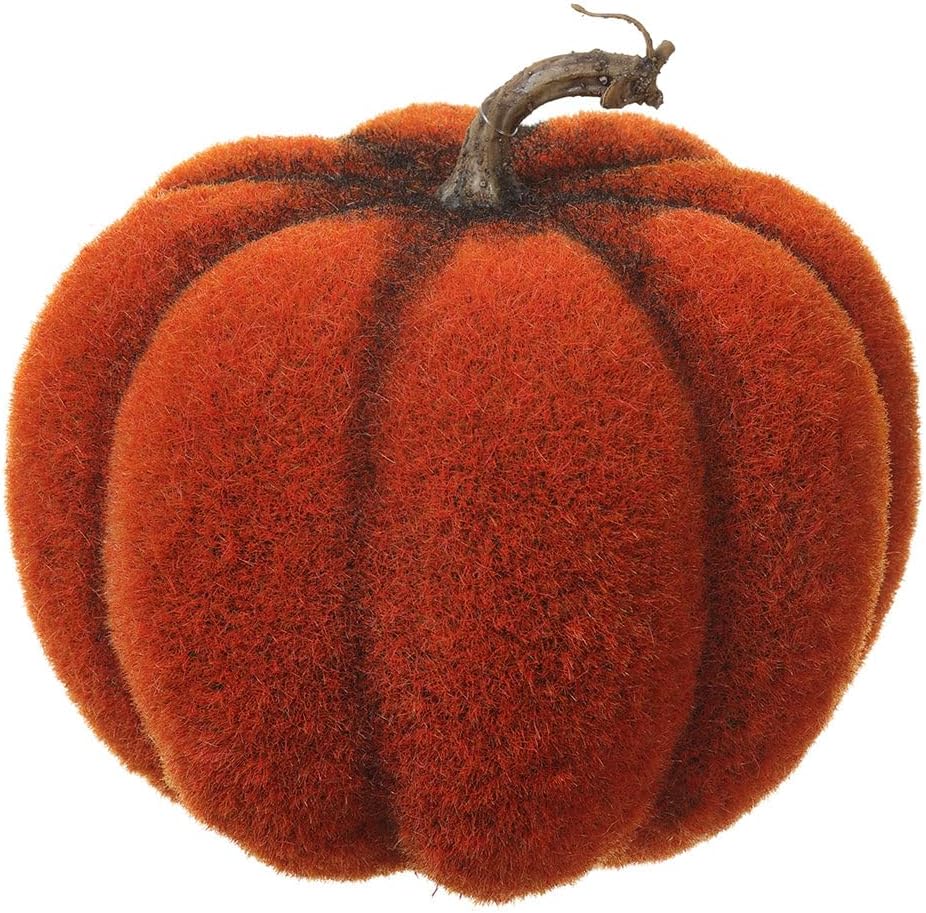 5.5" Hx6 W Artificial Flocking Pumpkin -Rust (Pack of 6)