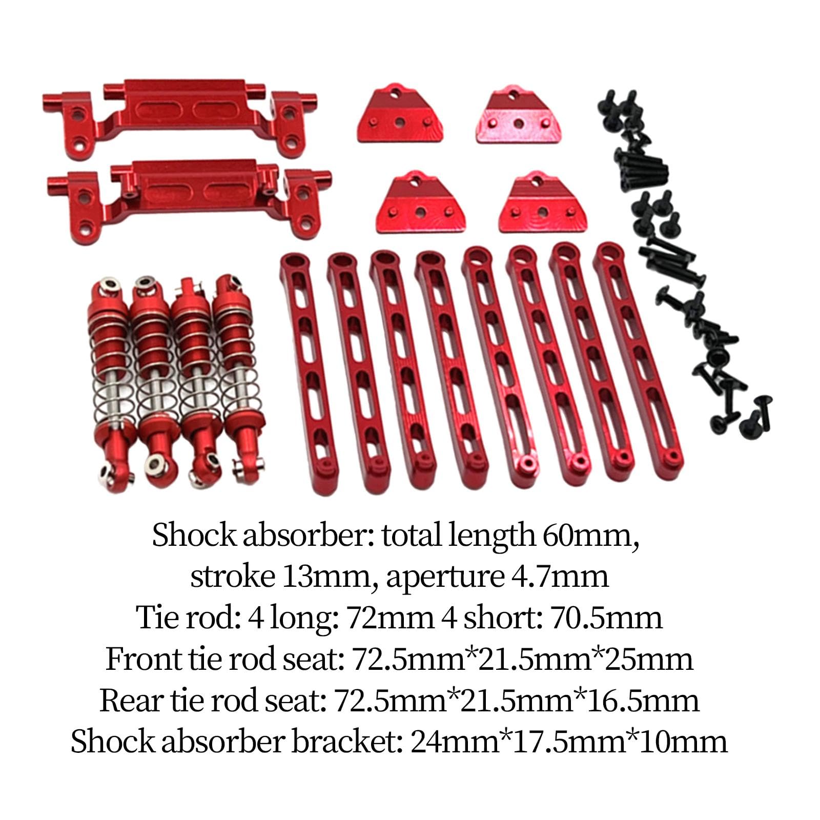 1:12 RC Car Metall Upgrade Kits Stoßdämpferplatte Vorder Und Hinterachs Spurstangenbasis Spurstangen für MN78 RC Car Crawler DIY Zubehör, Rot