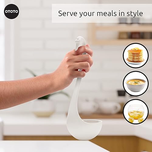 Miniatura 5 de OTOTO Swanky Swan - Cucharón de sopa de silicona, sin BPA, cucharones de sopa resistentes al calor para servir y cocinar, bonitos accesorios de
