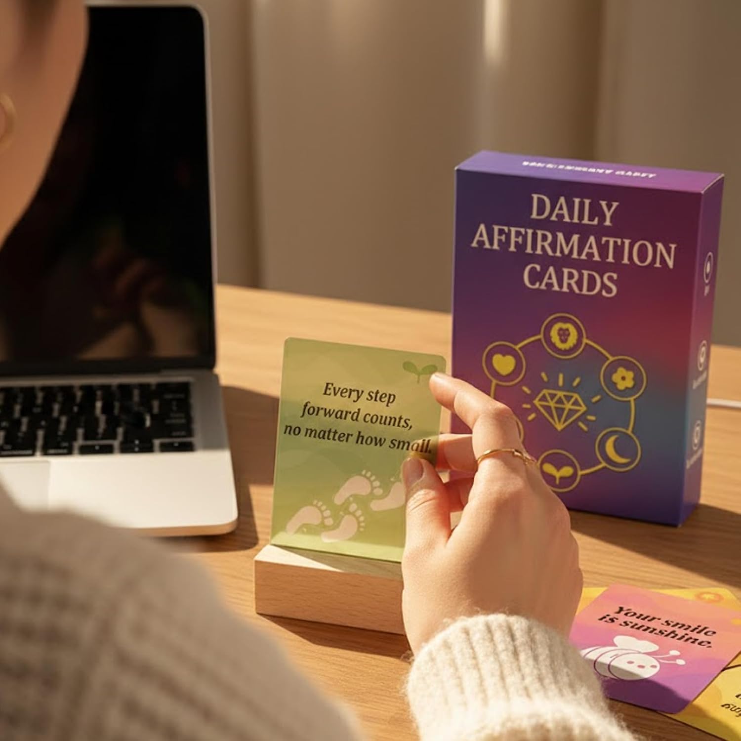 Positive Affirmation Cards, 52 Weekly PVC Cards for Women, Durable and Portable, Home Desk & Bedside Decor, Dorm Room & Travel Companion, Thoughtful Gift for Mom, Daughter & Coworker