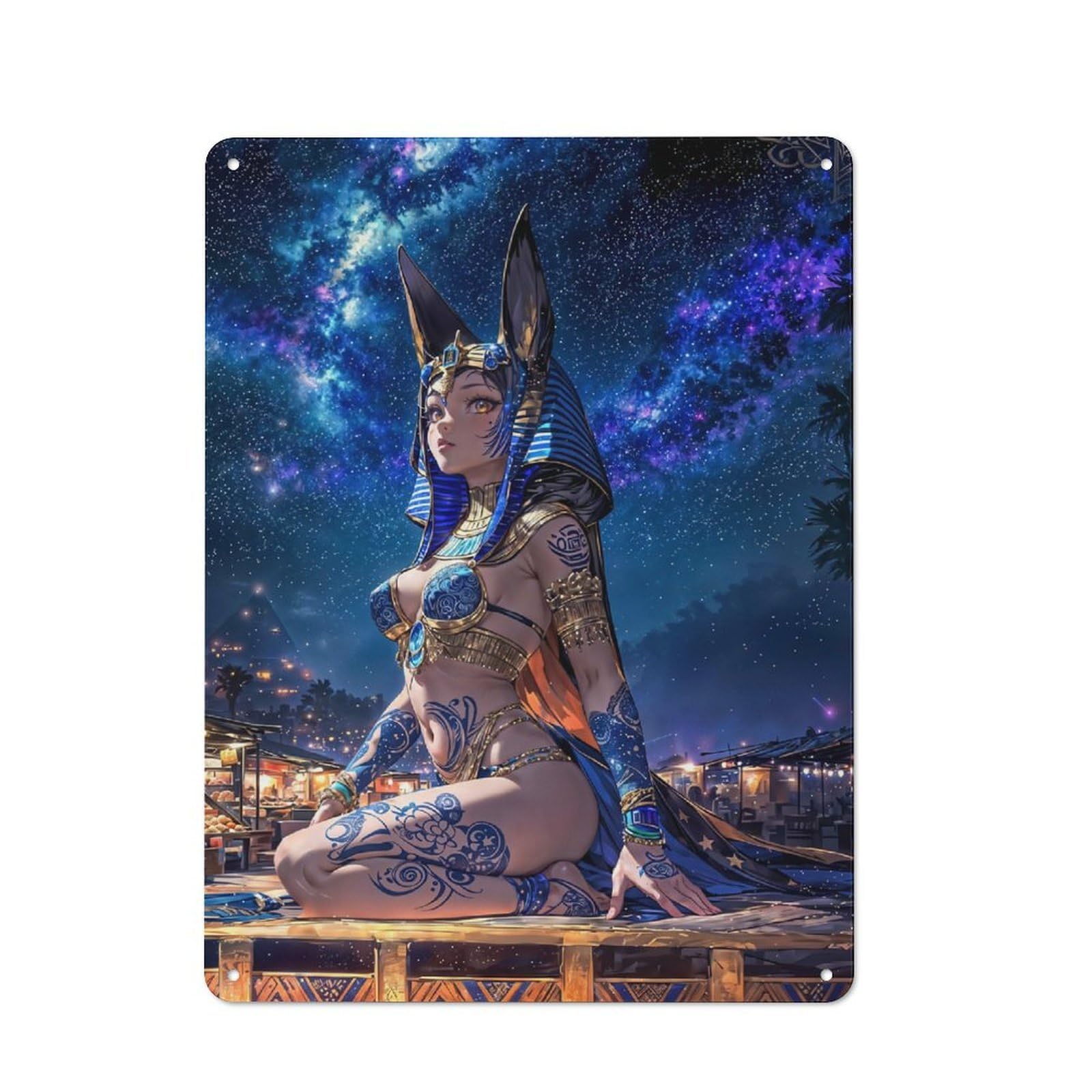 Junmoney Girls Style-4 Classic Anime Pharaoh Metal Gift Sign 40X30cm, Small Space Decor For Home, Shop, Pub Or Studio Wall