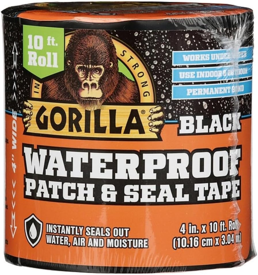 Gorilla Waterproof Patch & Seal Tape 4" X 10' Black, Pack Of 1