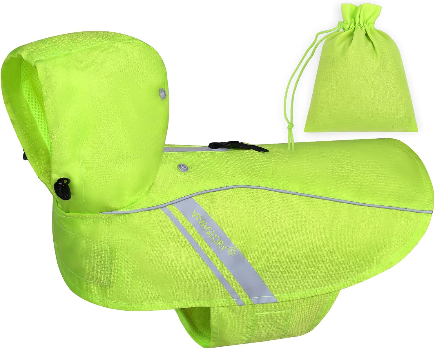 VIVAGLORY Dog Raincoat for Medium Dogs, Easy on & Off Pet Rain Clothes with Storage Bag, Reflective Lightweight Breathable Dogs Safety…