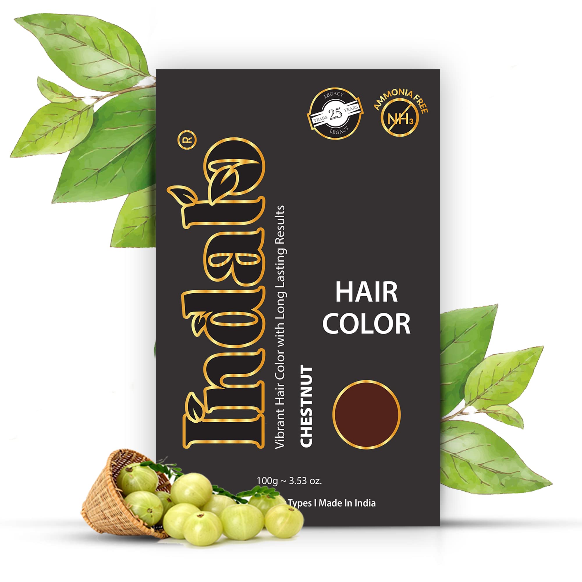 Indalo Ammonia-Free Vibrant CHESTNUT Hair Color | With Natural Ingredients - 100g, Chestnut-picture-51