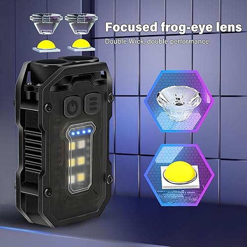 Miniatura 3 de FZH Mini llavero EDC linterna recargable, 800 lúmenes altos, luces de flash súper brillantes, pequeña linterna táctica portátil de bolsillo con imán