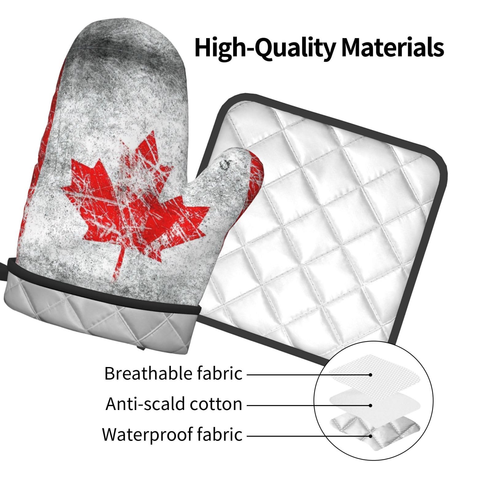 Set De 4 Gants Et Maniques De Four Canada - Résistants à La Chaleur (200°C), Antidérapants, Lavables