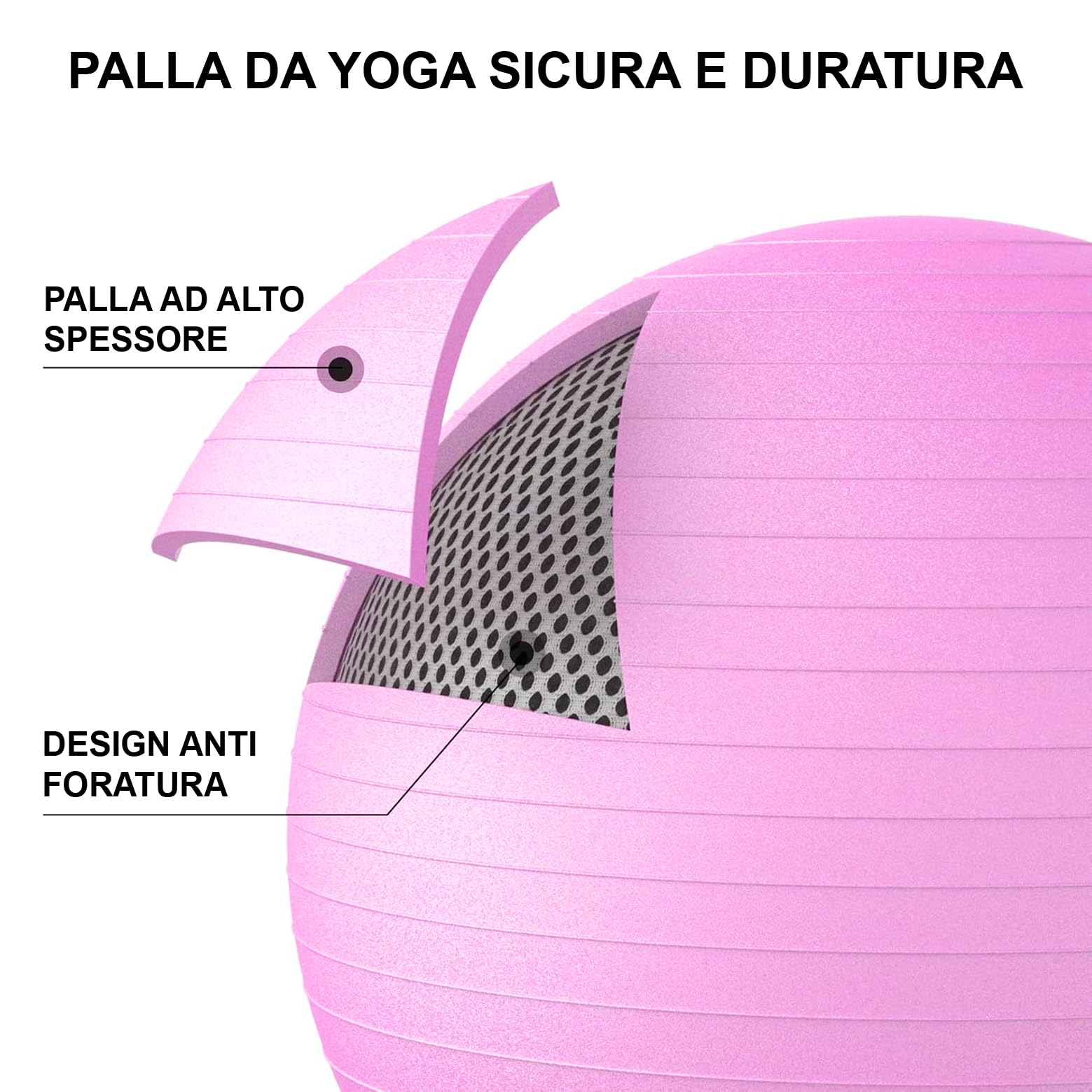 FP-TECH - Palla da Fitness, Palla Pilates Yoga Anti-Scoppio 55cm/65cm/75cm/85cm Palla da Ginnastica con Pompa Rapida inclusa per Fitness Yoga Pilates e Ufficio 6 Colori
