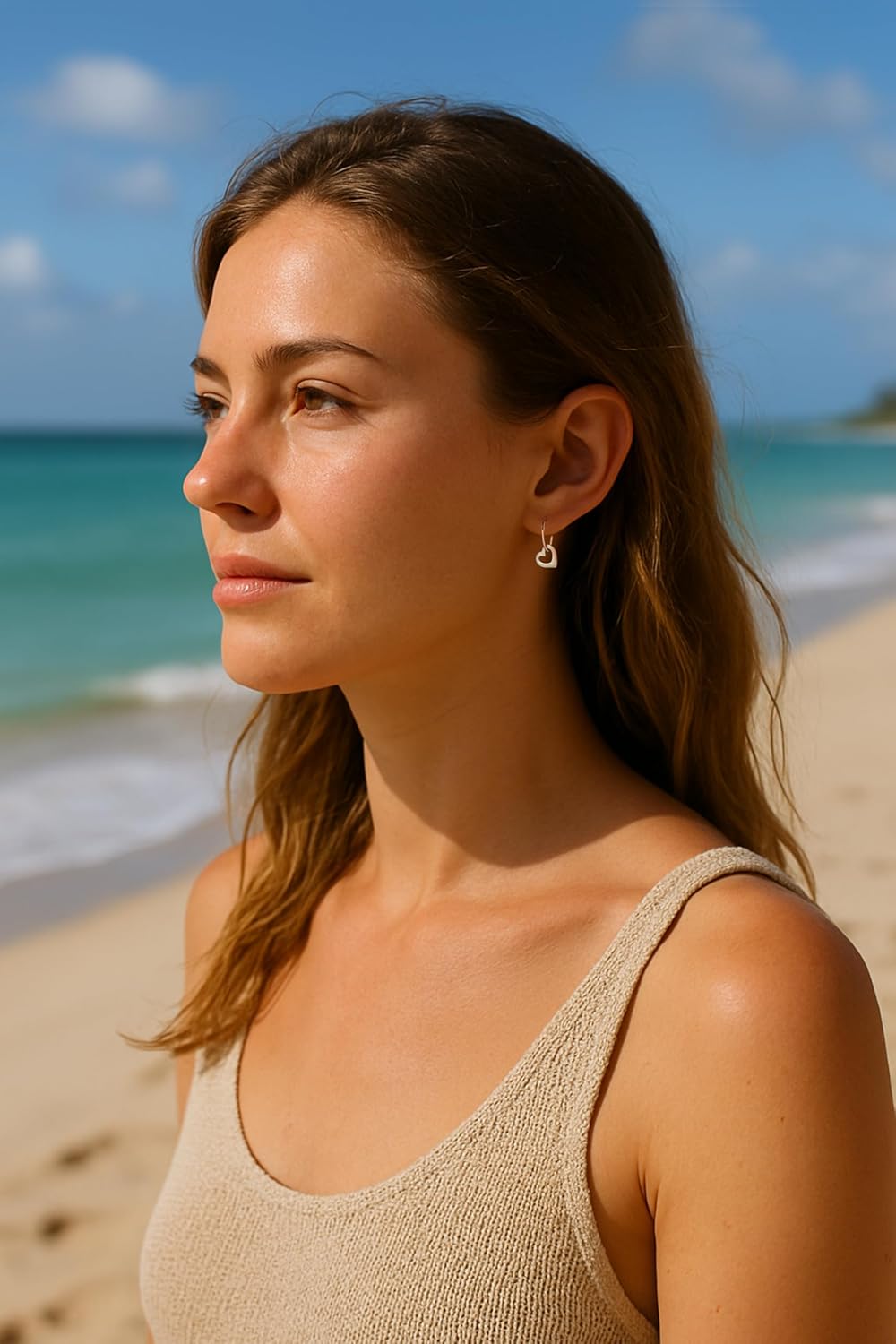 AeraVida .925 Sterling Silver Heart Hoop Dangle Earrings | Romantic Lightweight Jewelry with Polished Finish | Minimalist Tiny Heart Drop Hoops for Daily Wear or Gifting - Image 5