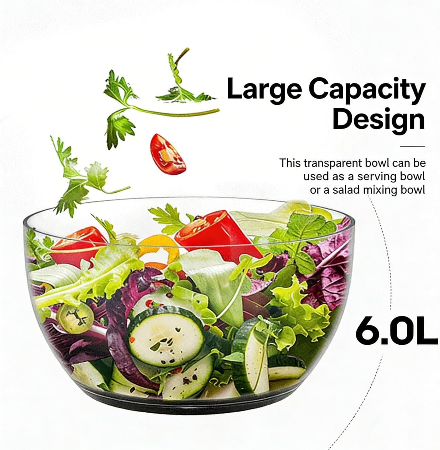 6-liter large capacity manual salad spinner, manual kitchen drain basket, salad making tools and spinner