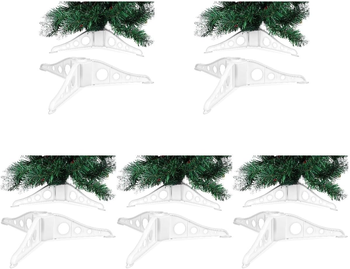 Homoyoyo 5pcs Christmas Tree Base Detachable Xmas Tree Stand White Holder and Sturdy Design for Holiday Decor