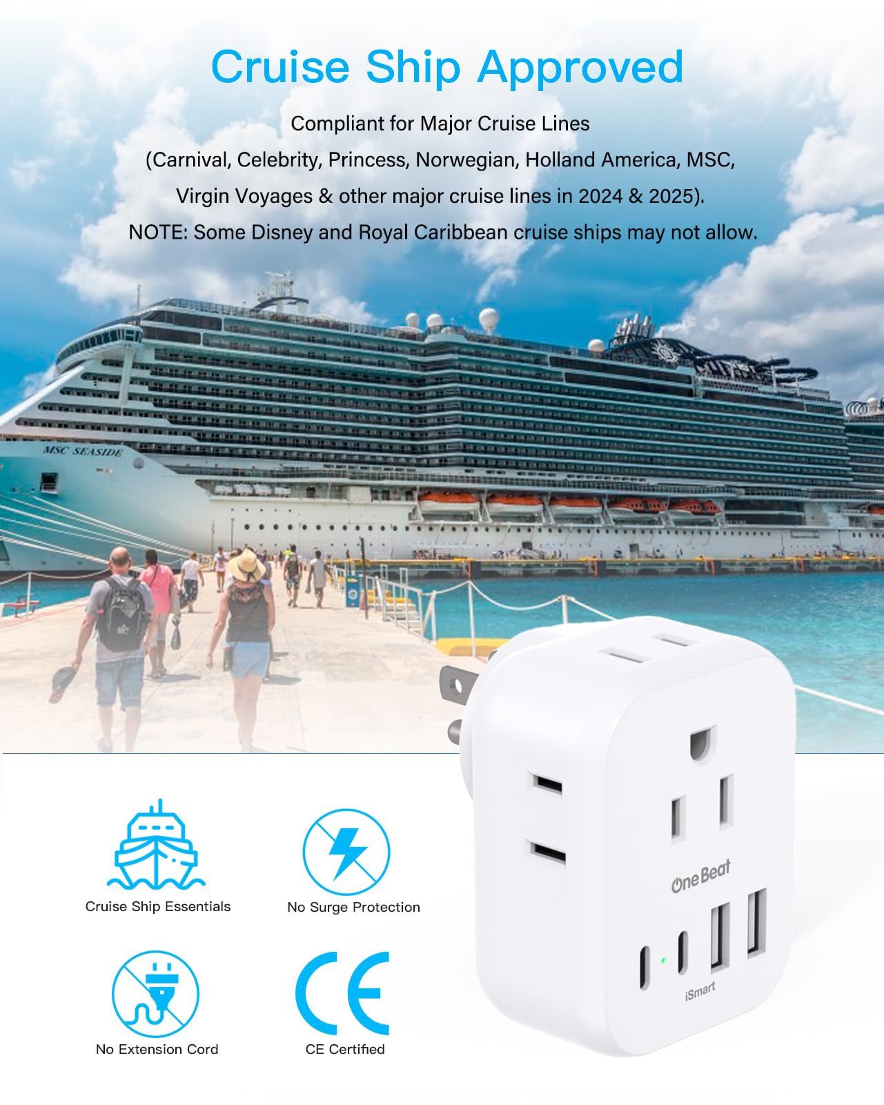 Multi Plug Outlet Extender - Cruise & Travel Adapter -5