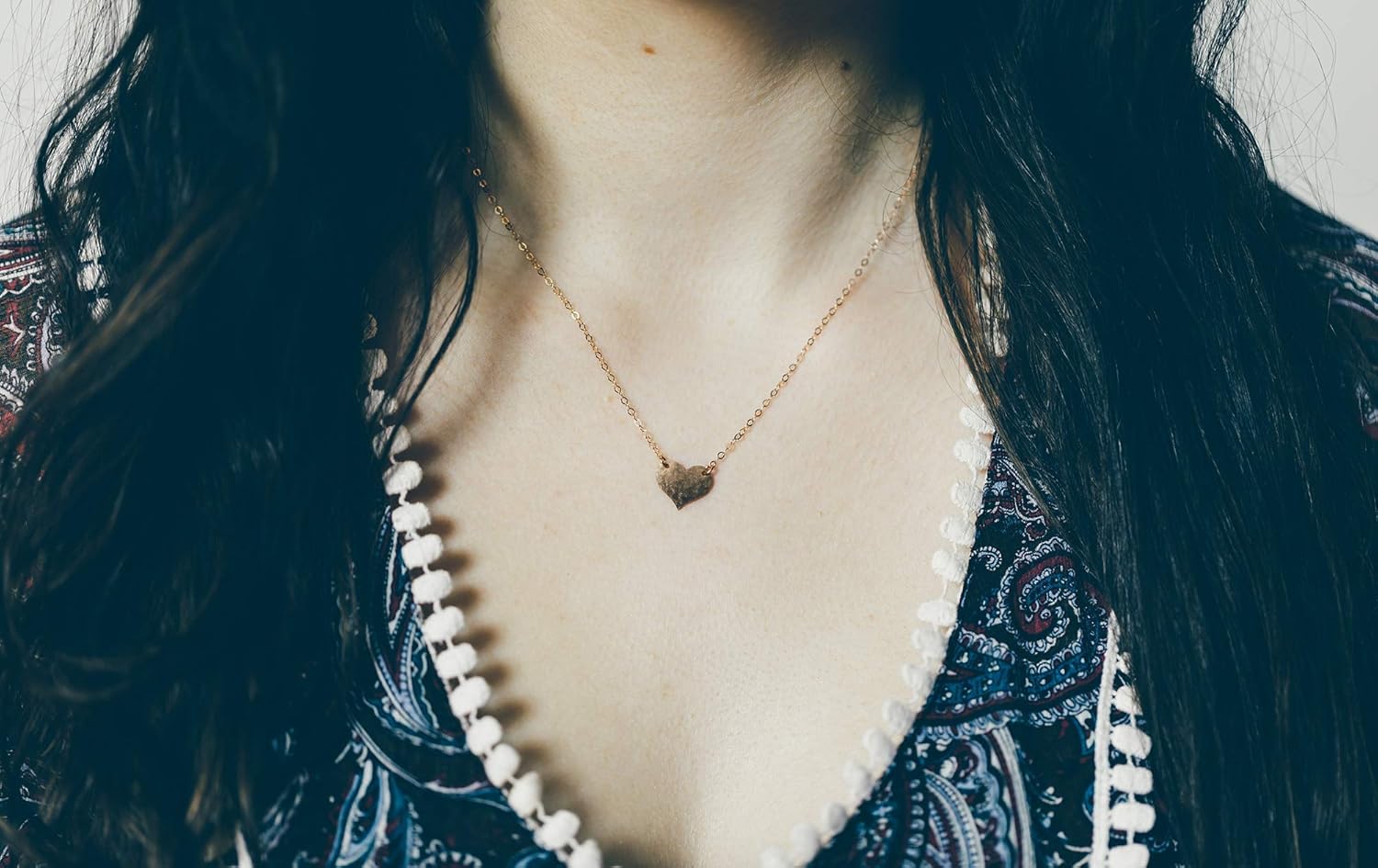 Designed By Stacey Handmade 14K Rose Gold-Filled Necklace, Dainty Hammered Heart Pendant, Jewelry Gifts for Her, Birthday, Baby Shower, Wedding, Mother's Day, Homecoming, 16 to 18" Adjustable Chain - Image 3