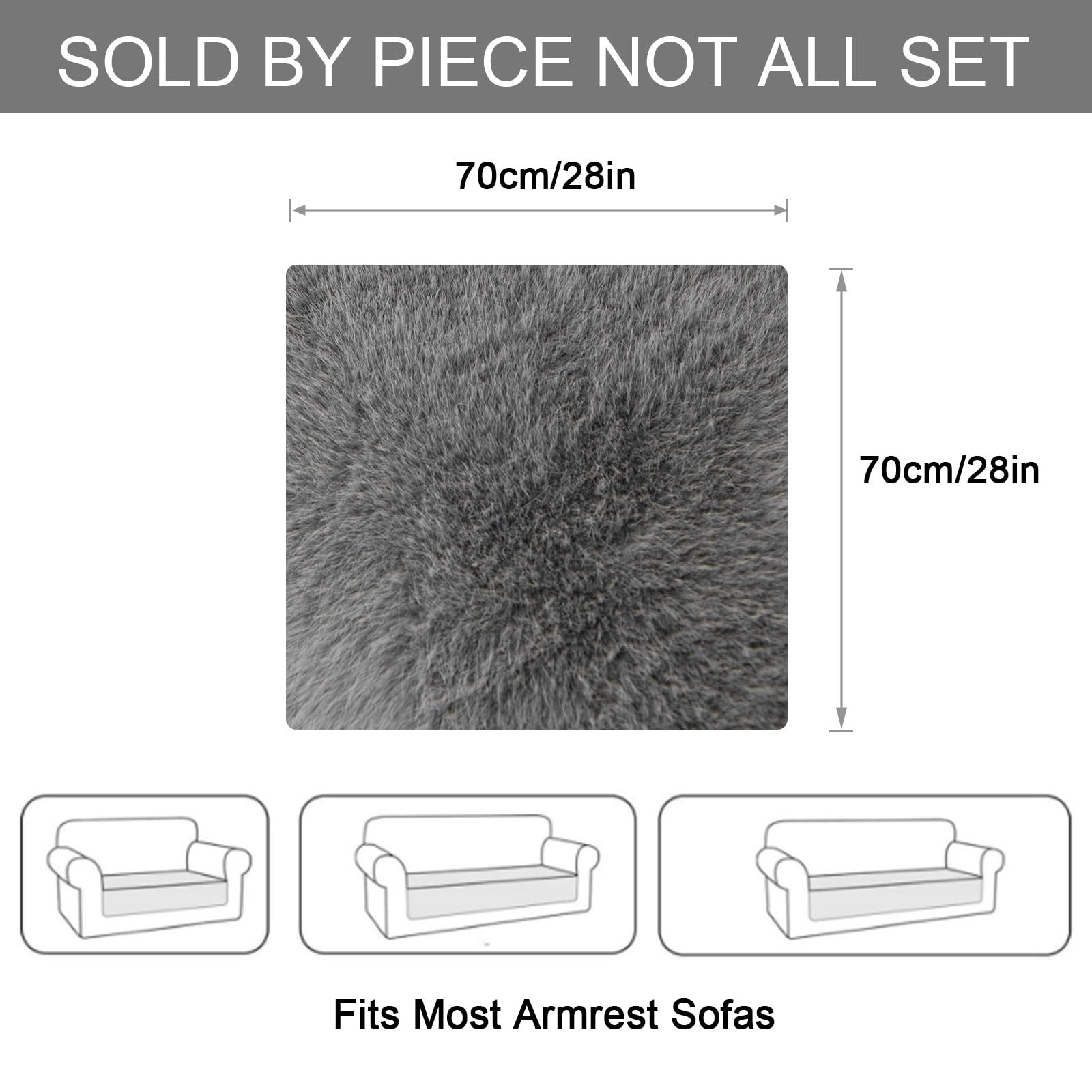 ShowyLive Soft Velvet Sofa Cover 1 2 3 4 Seater Non-Slip Couch Sofa Slipcovers Sofa Cushion Covers Sofa Protectors from Pets/Kids/Dogs- Super Soft Armrest/Backrest Covers (Grey - Image 2