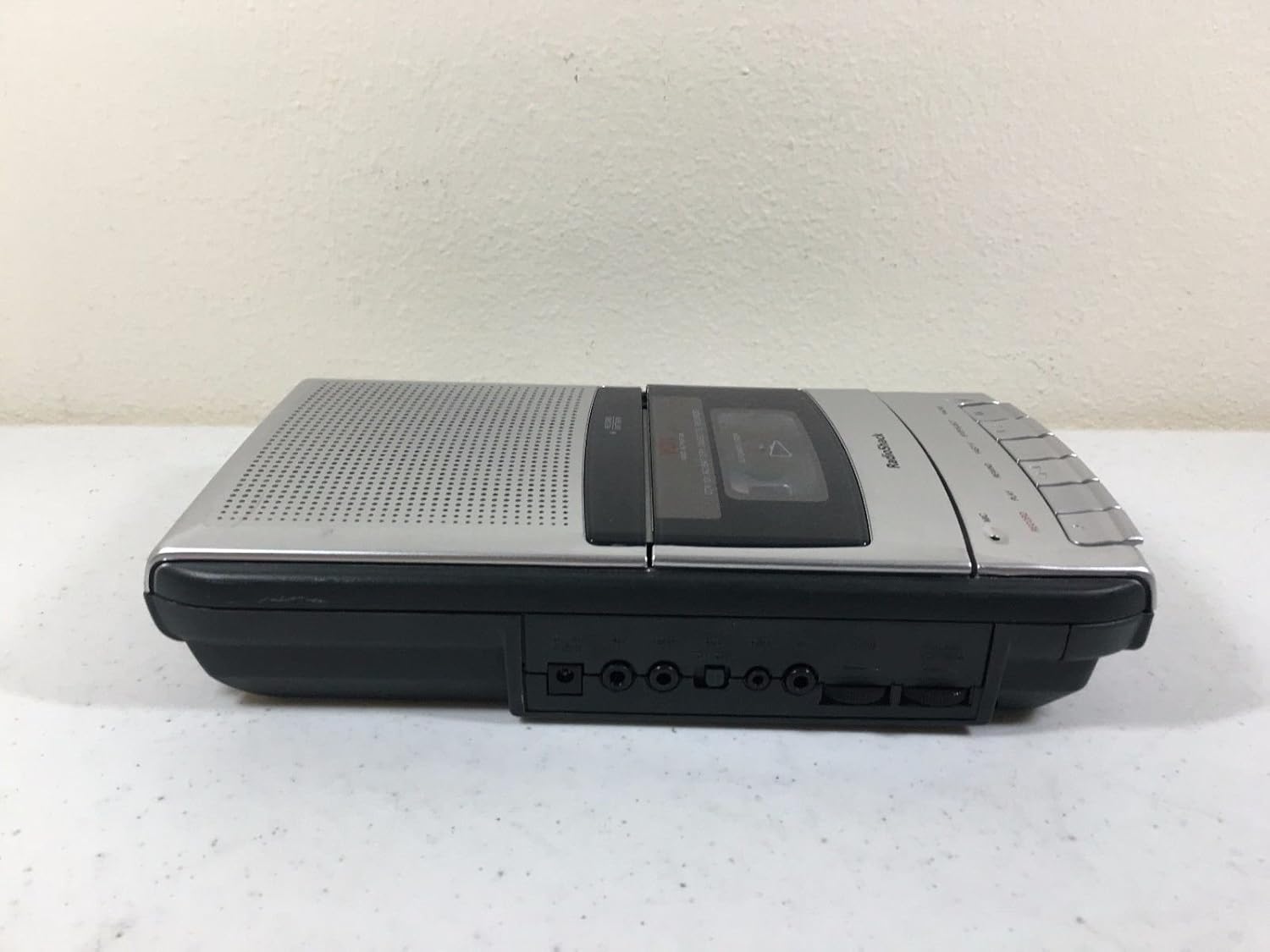 RadioShack CTR-121 Desktop Cassette Recorder left side view with ports