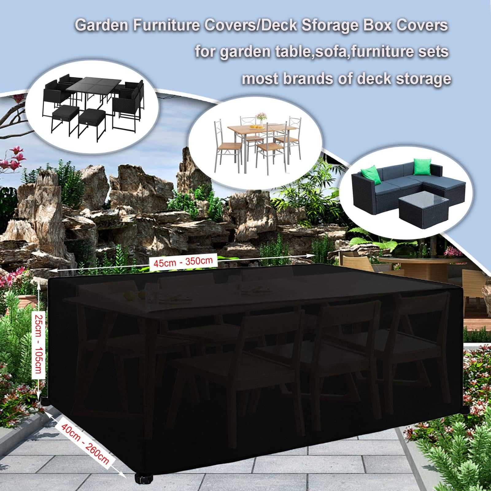 Housse De Protection Salon De Jardin 275x215x70cm Housse Pour Meubles De Jardin - Housse Salon De Jardin Bâche Salon De Jardin Imperméable Housse De Meuble Pour Tables De Jardin, Chaise, Canapé
