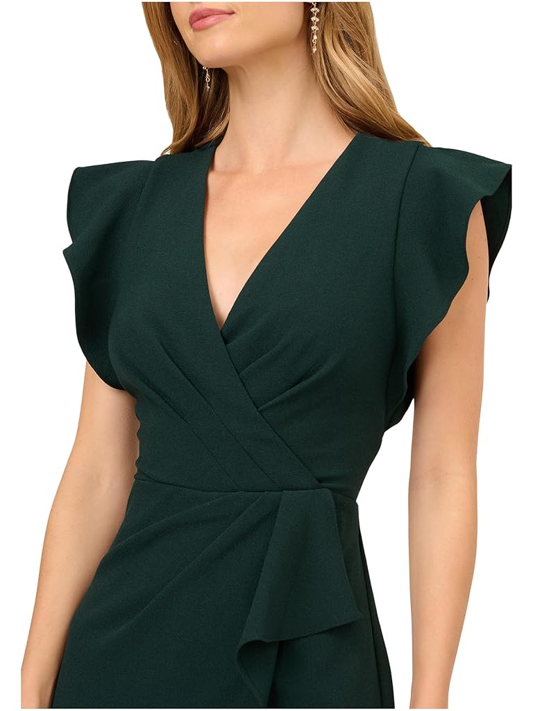 Green Adrianna Papell Crepe Overlay Jumpsuit
