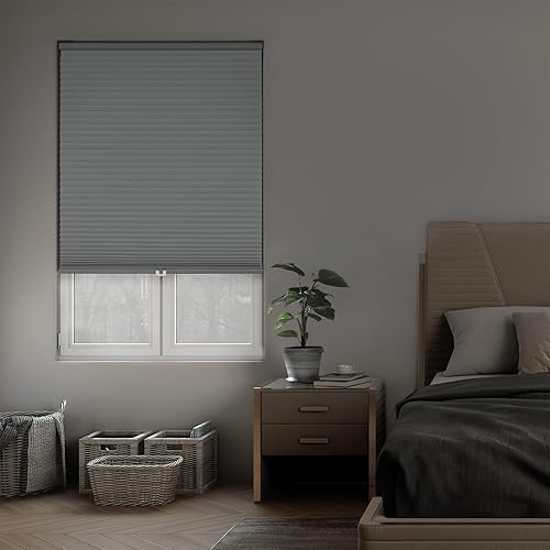 DEZ FURNISHINGS Persiana opaca inalámbrica de 1.5 pulgadas, ahorro de energía, 22 pulgadas de ancho x 48 pulgadas de alto, nube gris