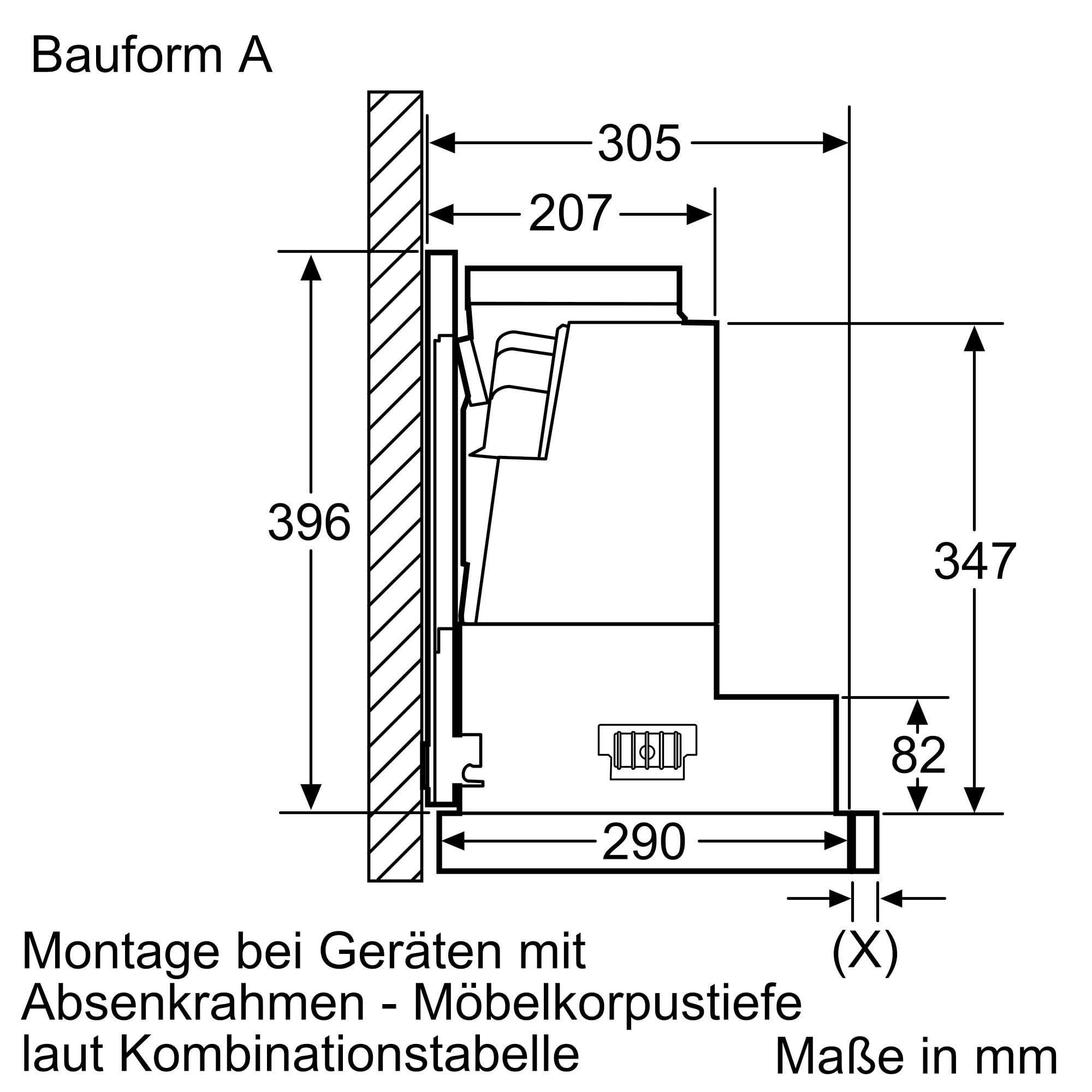 NEFF Z54TL90X1, Zubehör für Dunstabzüge, Absenkrahmen, 83 cm, kombinierbar mit Flachschirmhauben, Made in Germany
