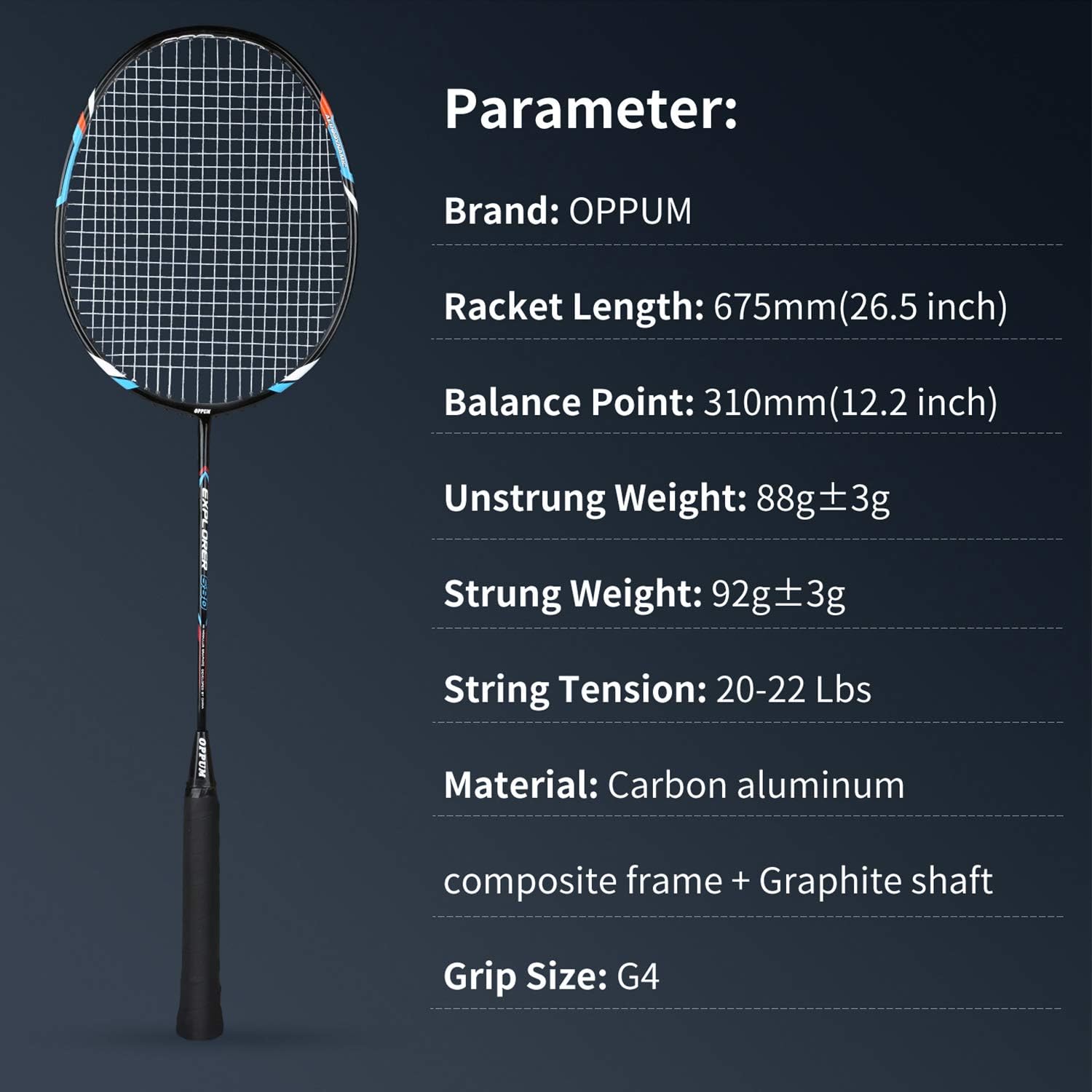 oppum Carbon Fiber Composite 2 Player Badminton Racket Integral Forming Structure Super Lightweight Offensive Badminton Racquet Set (2pcs Blue+Black (with Birdies)) : Sports & Outdoors