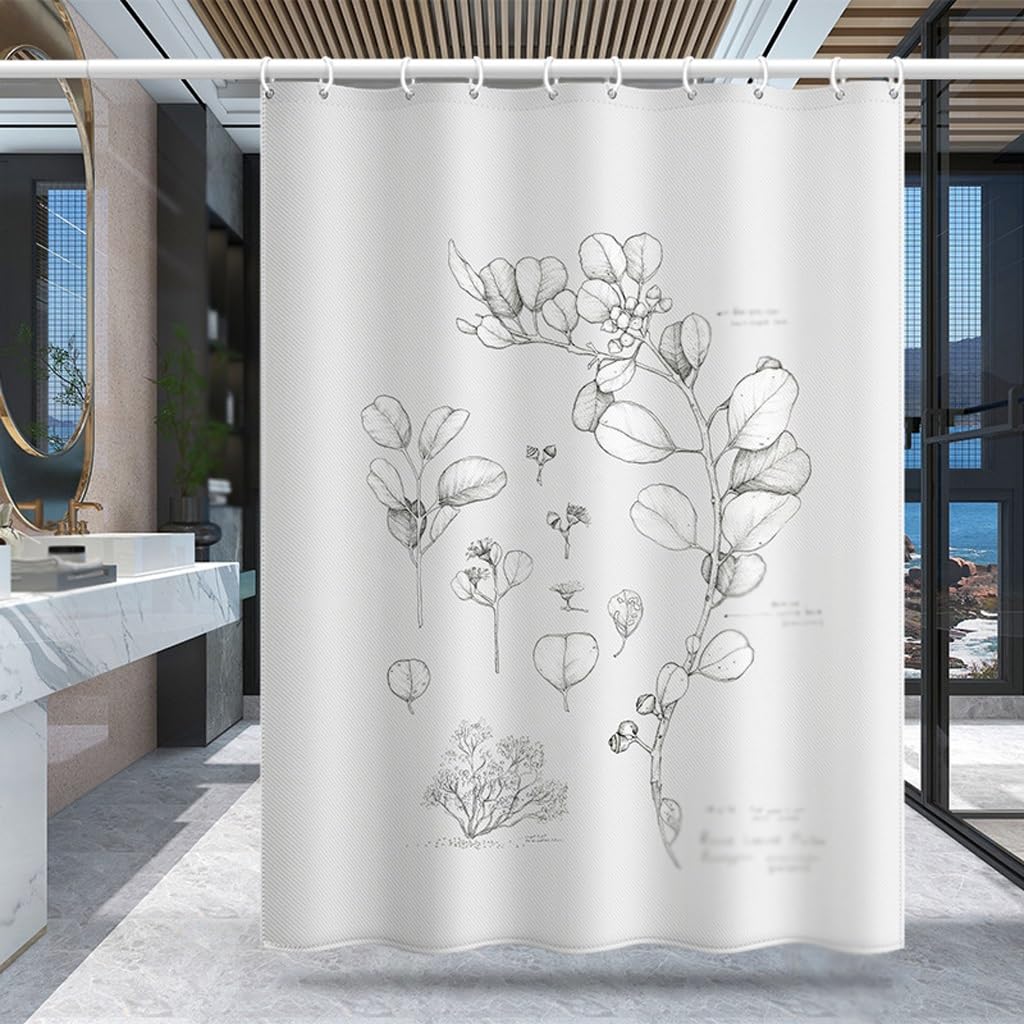 NZPOST Cortina de Ducha de baño Cortina de patrón de Hoja de Planta Cortina de Puerta de poliéster Cortina de partición Impresión Digital Cortina de Ducha Impermeable para el h