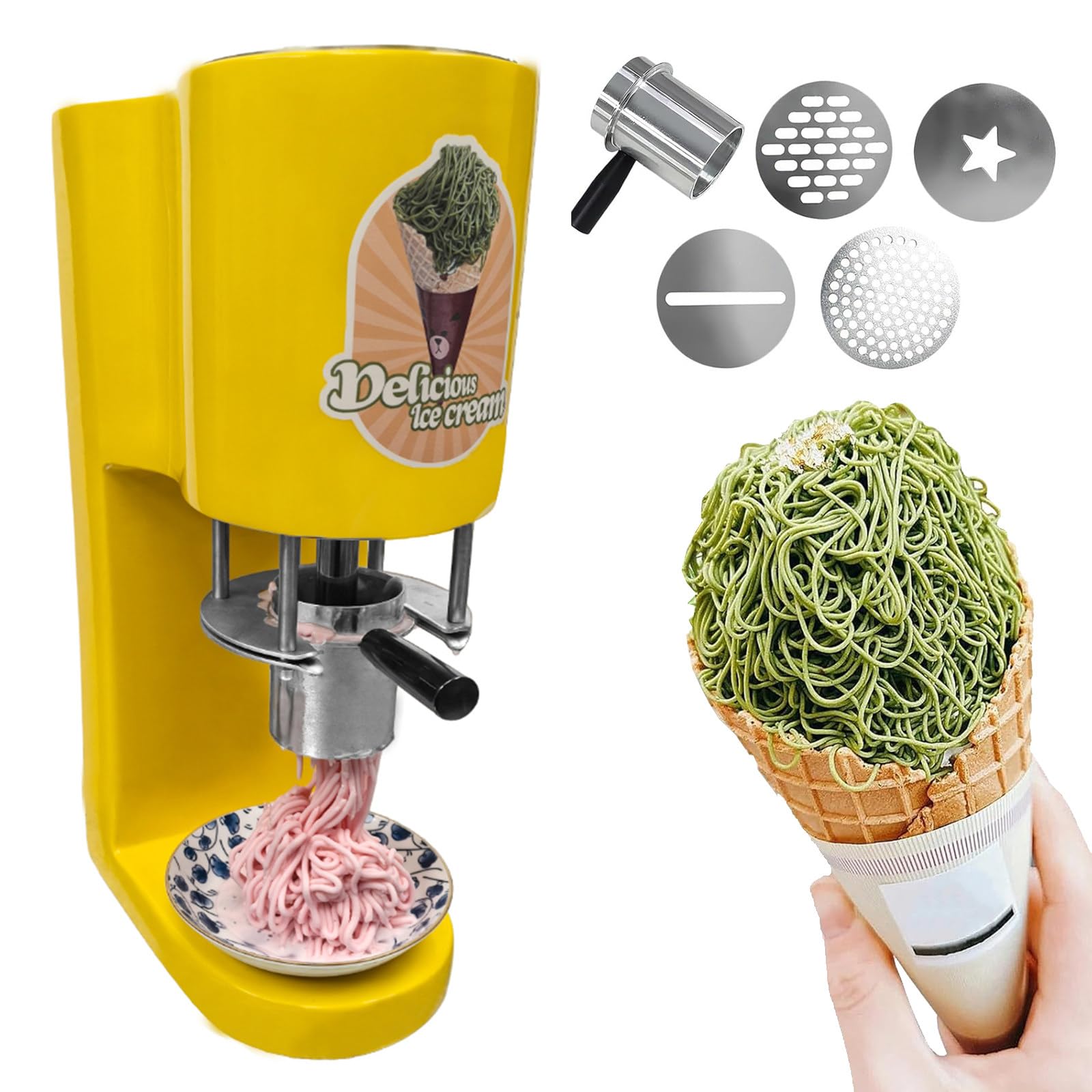 Máquina eléctrica para Hacer Helados con 4 moldes Intercambiables para Tiendas, Color Amarillo.,Yellow