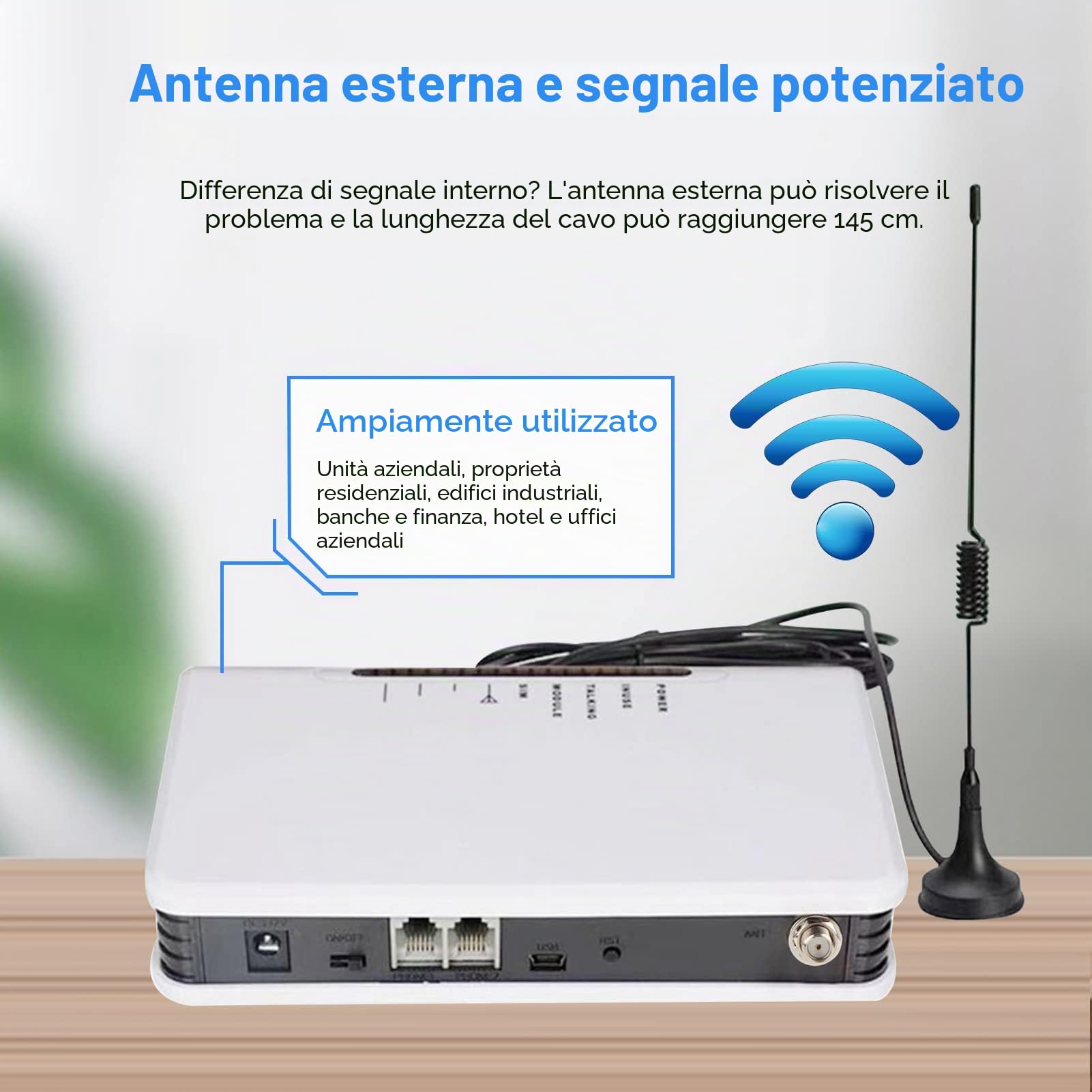 Cabina Telefono GSM, Terminale Wireless Fisso a Cablata 24 Ore di Lavoro Accessibile al Telefono Fisso/Allarme/Cabina di Registrazione con Antenna e Adattatore di Alimentazione (EU)