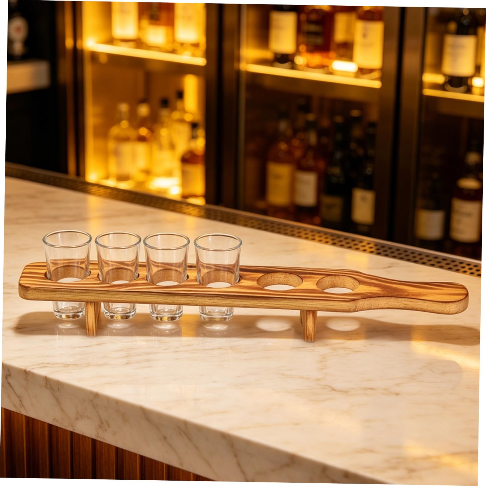 2 Set Set Bicchierini da Shot da 1,5 Oz con Vassoio in Legno Rustico