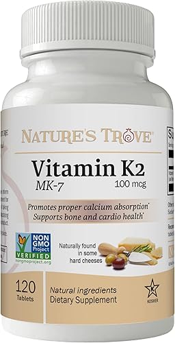 Nature's Trove Suplemento de vitamina K2 MK7, 100mcg, 120 unidades, vegano