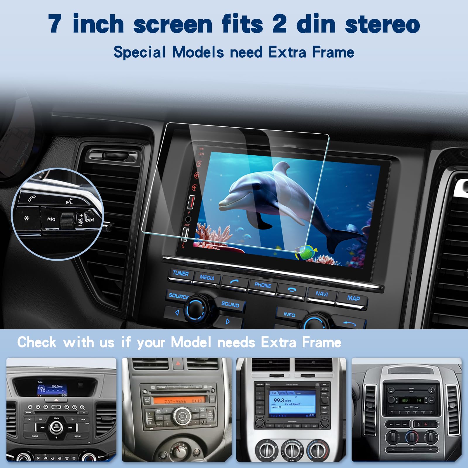 NHOPEEW Radio de Coche 2 DIN Compatible con Carplay inalámbrico y Android Auto - Radio de Pantalla táctil de 7 Pulgadas Compatible con Mirror Link Steer Wheel Control FM EQ + Cámara de Seguridad